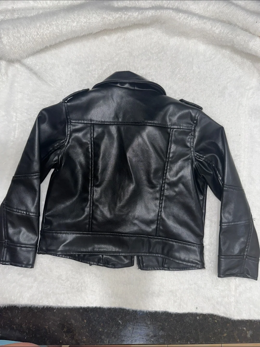 H&M Black Faux Leather Bomber-Style Biker Jacket